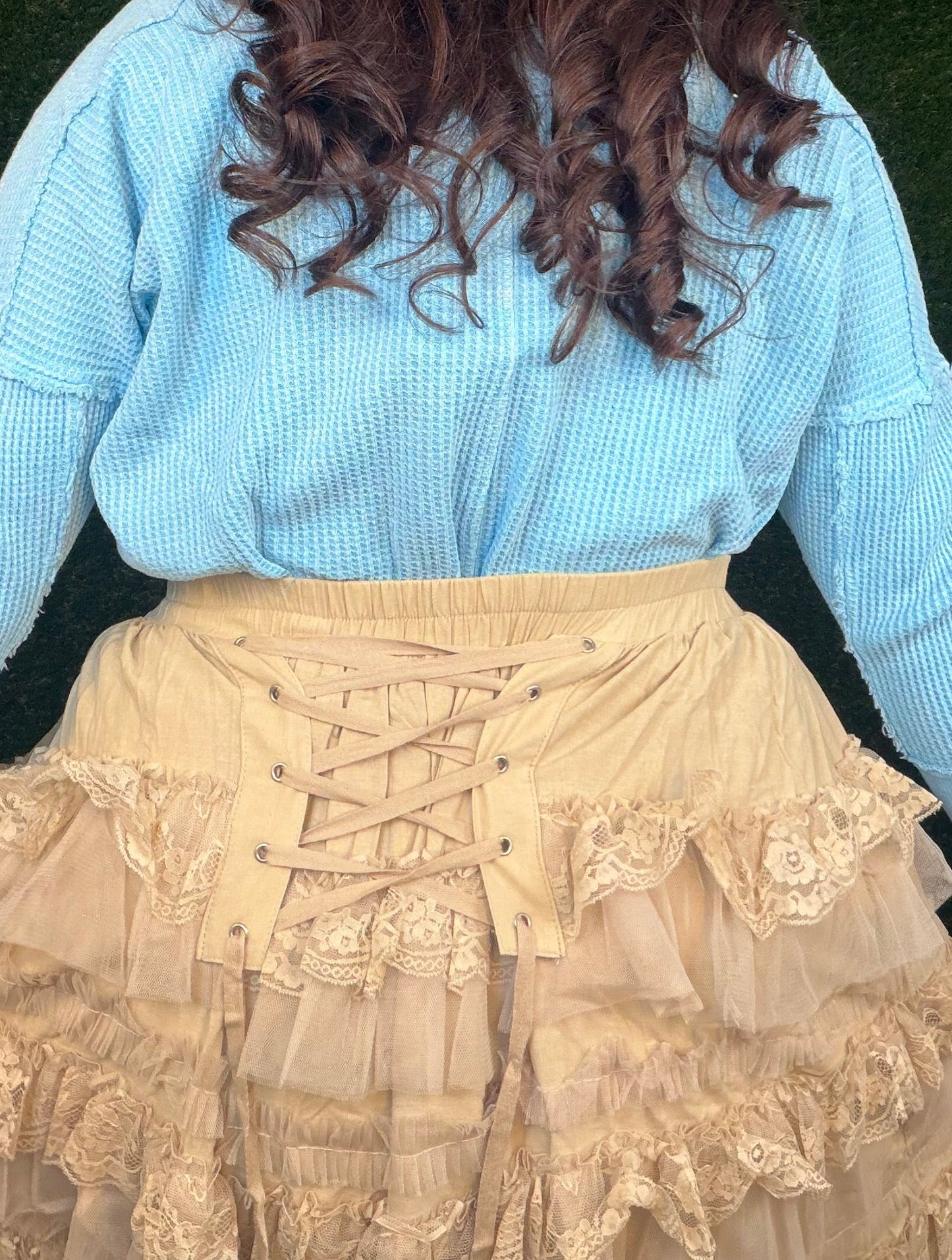 Victorian Romance Maxi Skirt - Taupe/Tea Colored