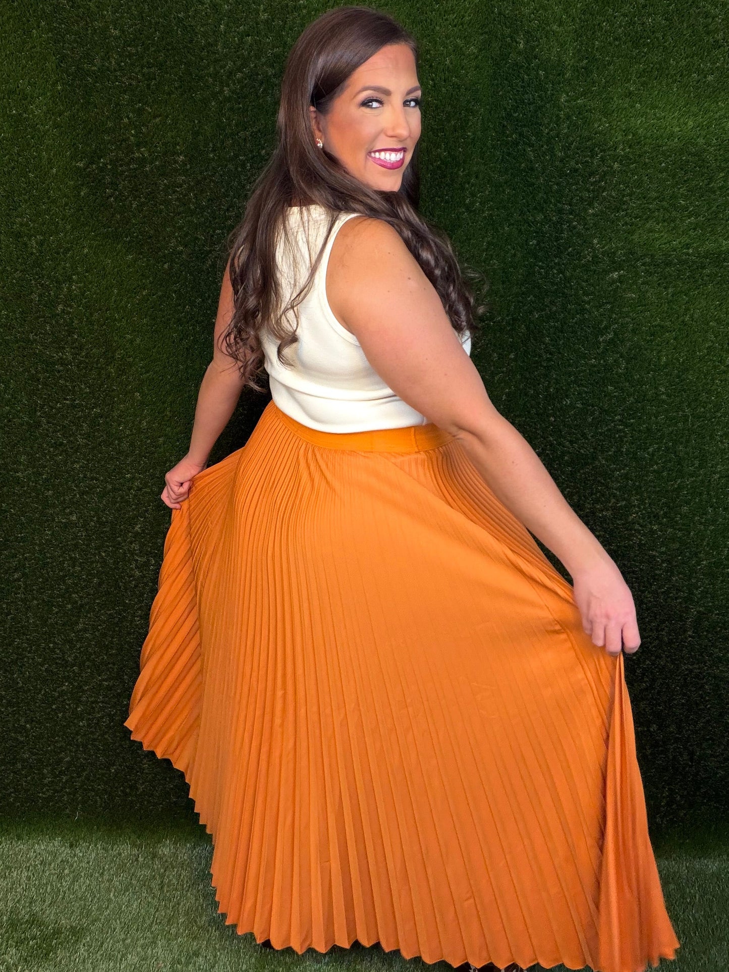 Pleaty Please? Maxi Skirt - Orange