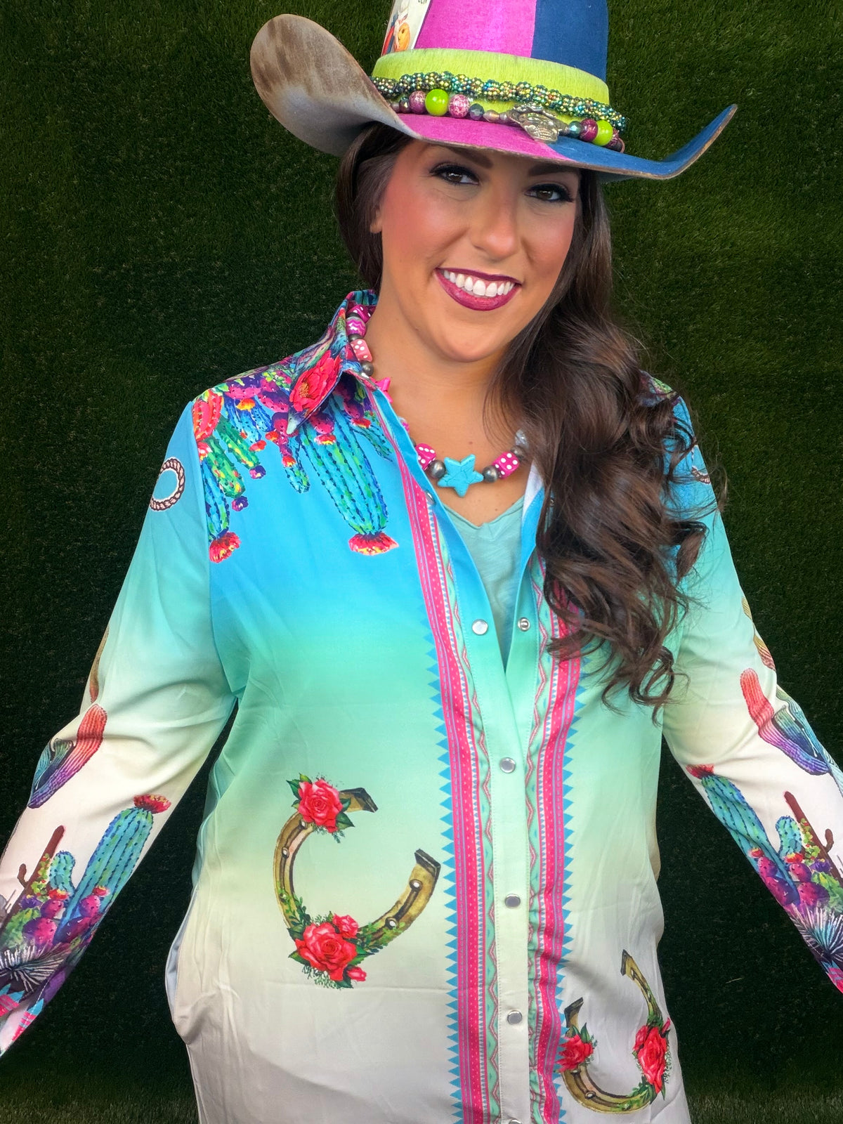 Yeehaw Colorful Cactus Cowgirl Duster