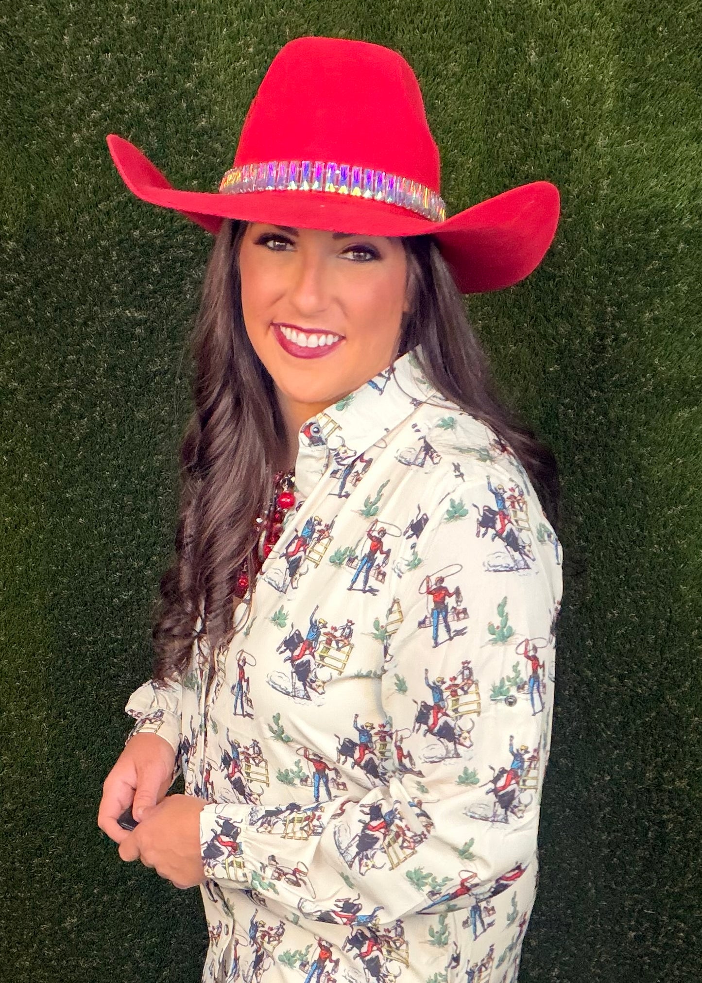 Roping and Riding Cowboy Pearl Snap Dress - Cream