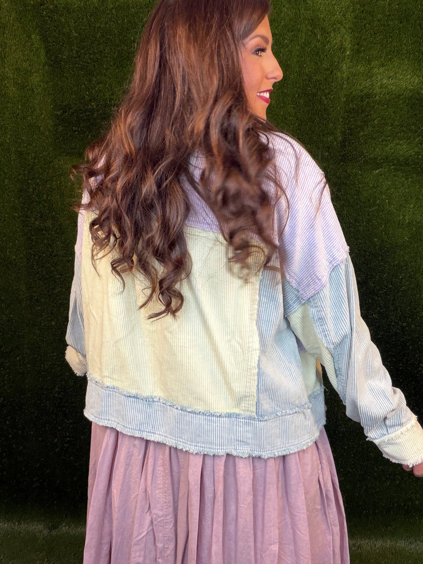 Corduroy Mixed Jacket Lavender Combo