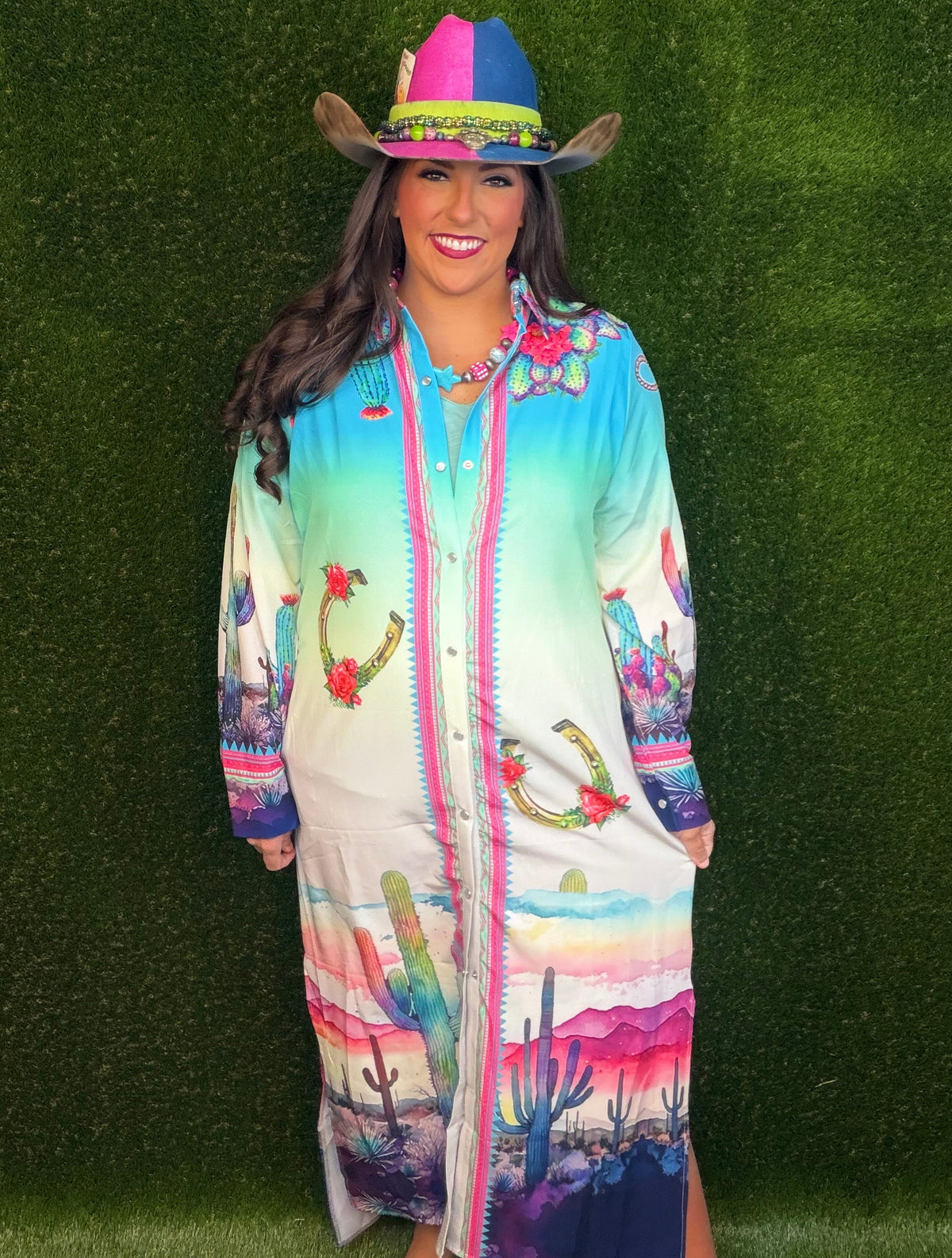 Yeehaw Colorful Cactus Cowgirl Duster