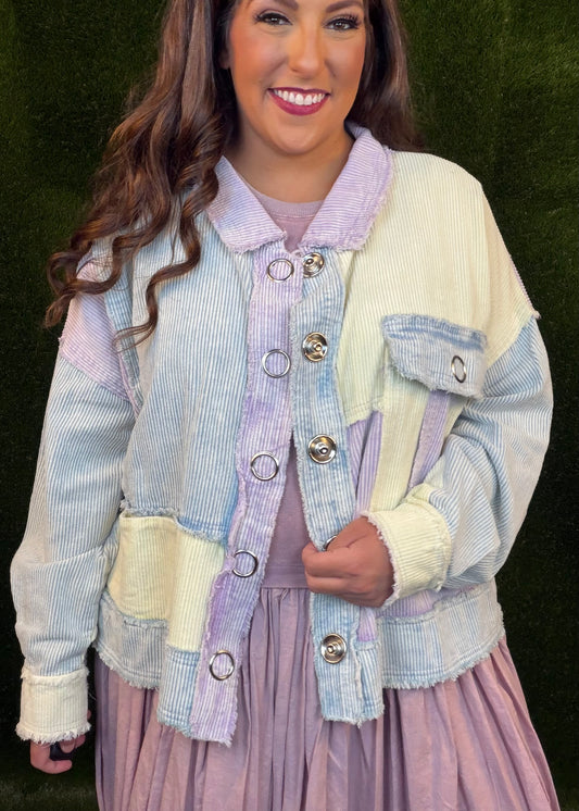 Corduroy Mixed Jacket Lavender Combo