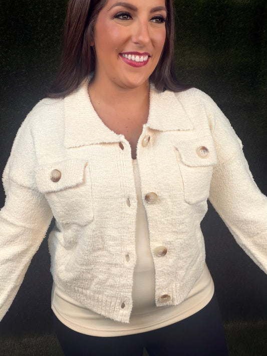 Vanilla Cloud Fuzzy Sweater - Cream