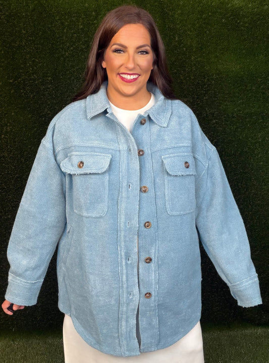 Trailblazer Shirt Jacket - Dusty Blue