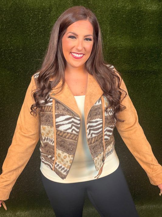 Serengeti Suede Moto Jacket - Brown
