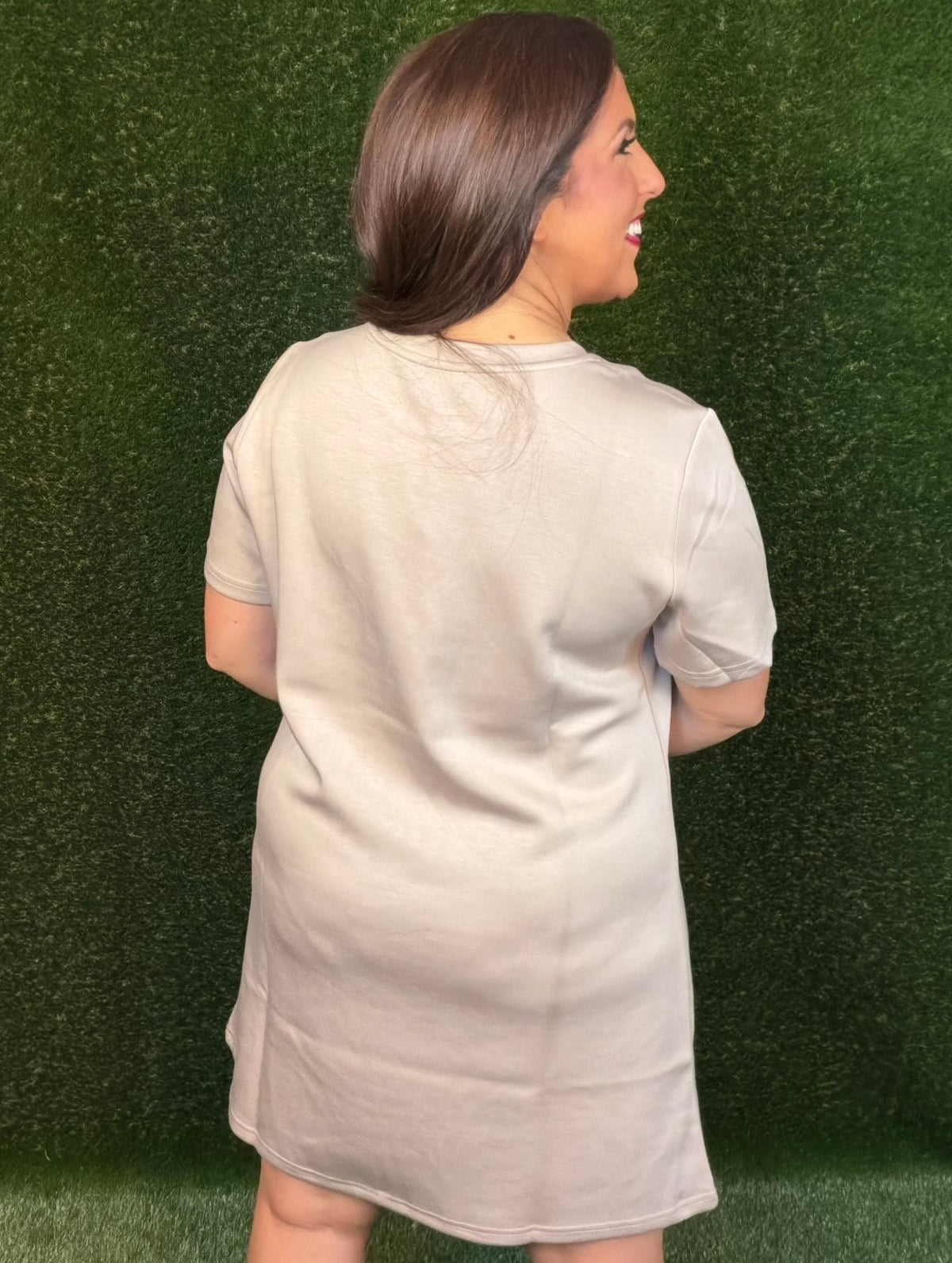 Short Solid T-Shirt Dress Taupe