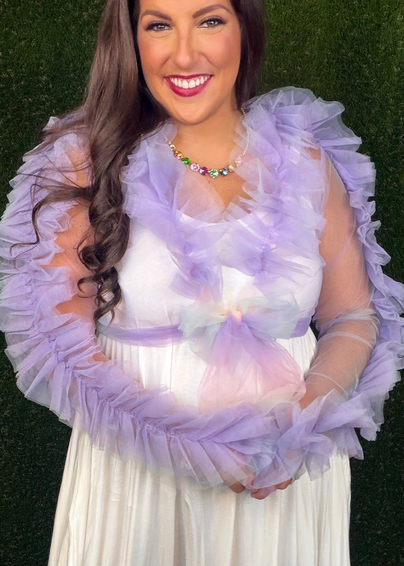 Cotton Candy Mesh Ruffle Tie Top