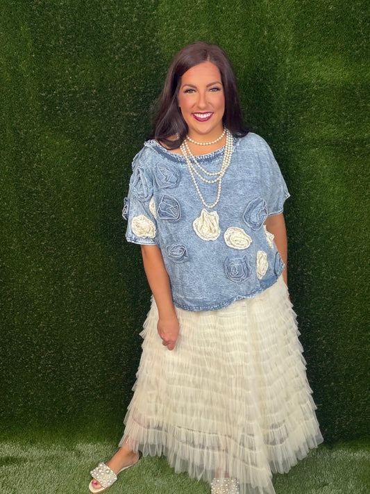 Easy To Love Ruffle Tiered Skirt - Cream
