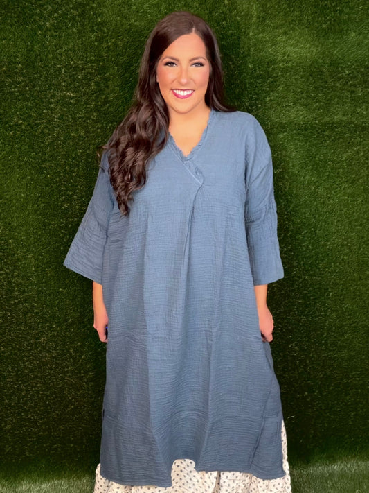 Misty Morning Dress - Slate Blue