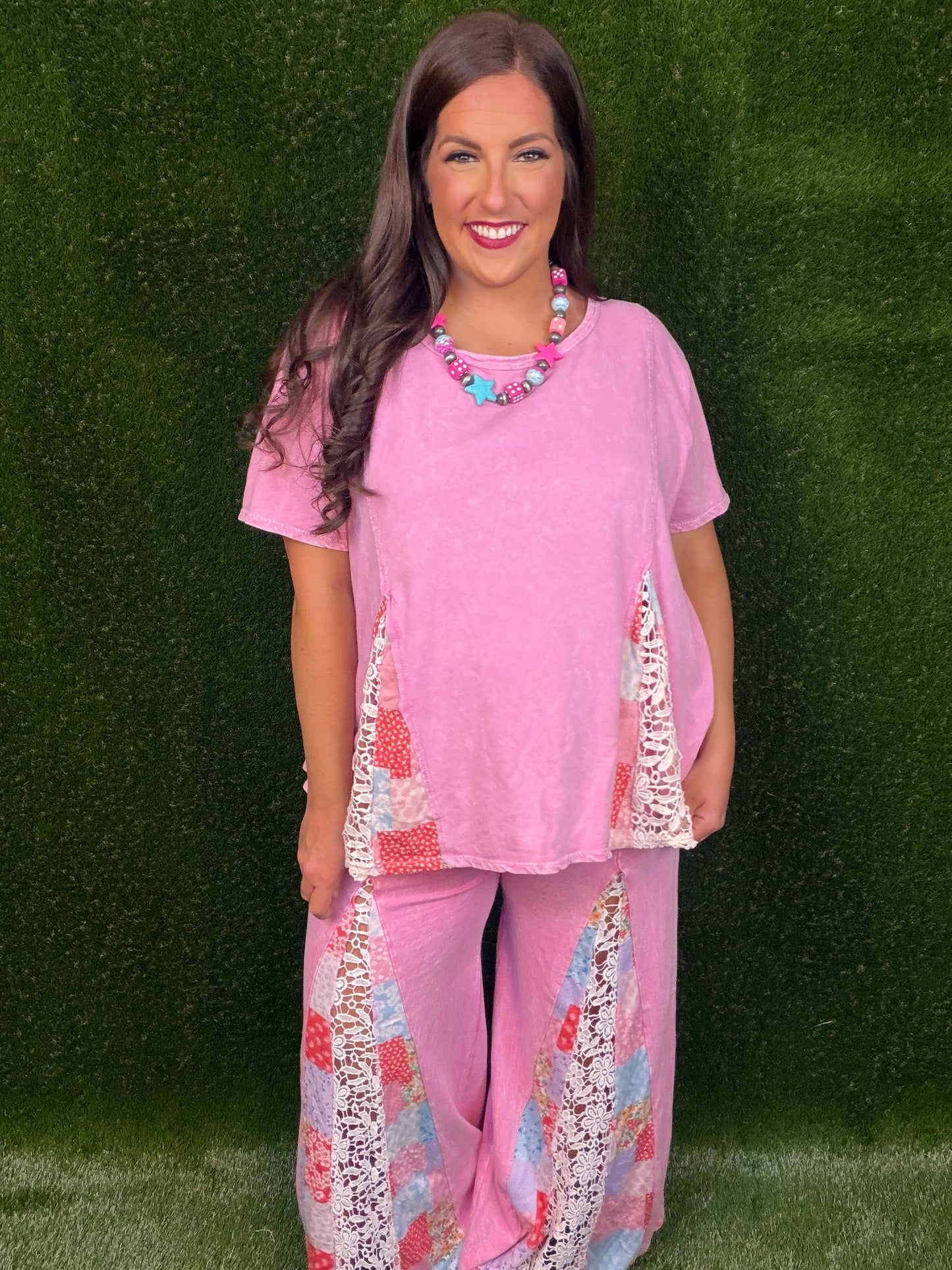 Candy Flare Matching Pant Set - Bubblegum Pink