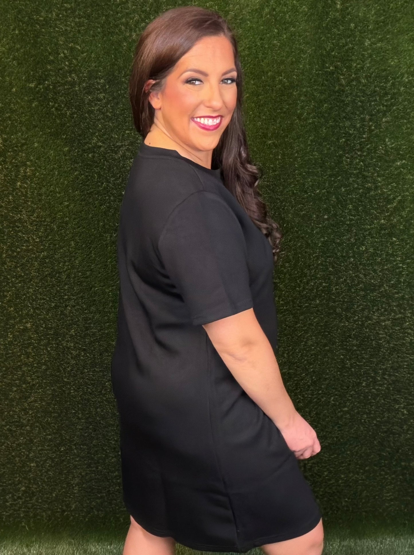 Short Solid T-Shirt Dress Black