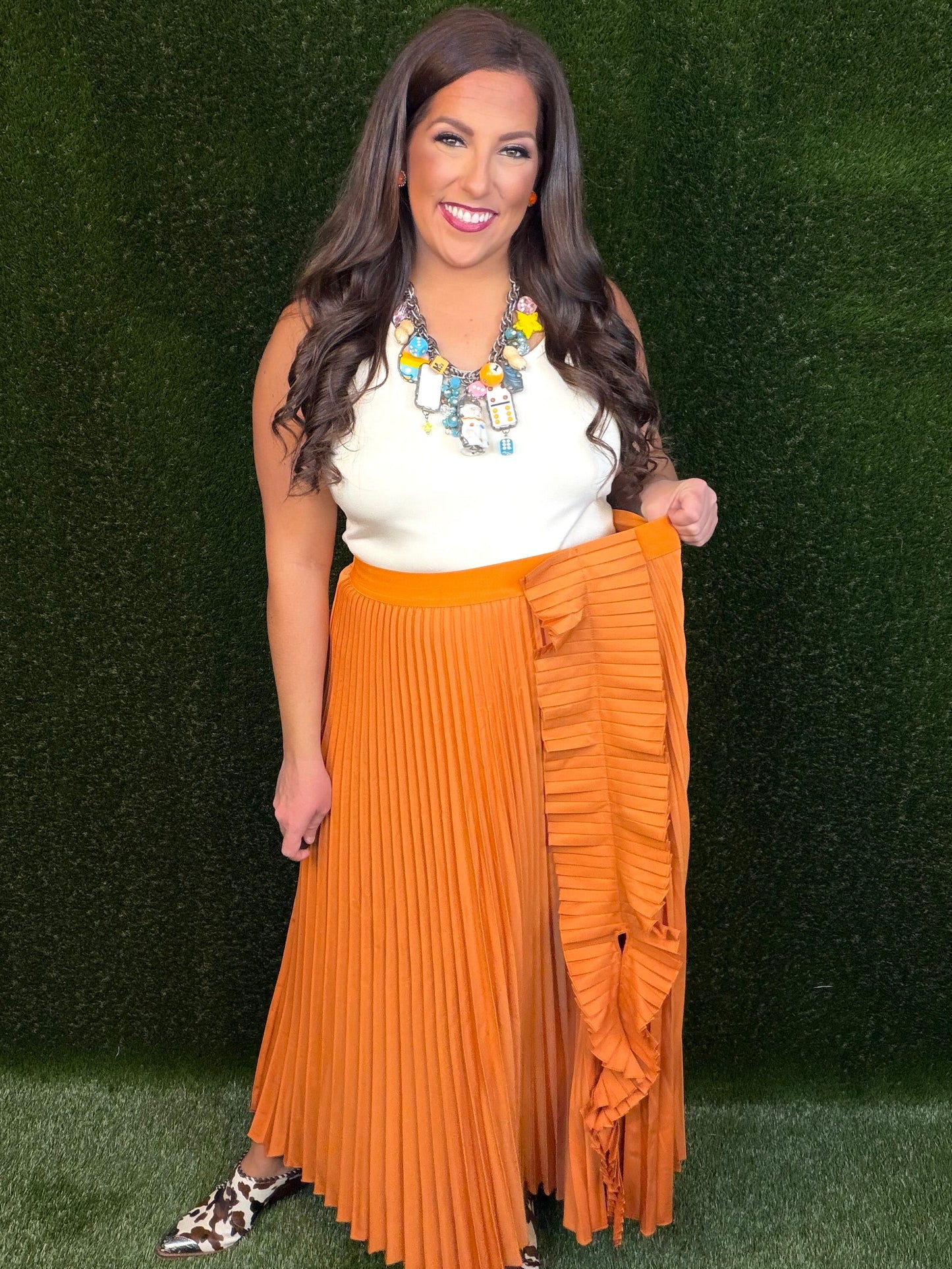Pleaty Please? Maxi Skirt - Orange