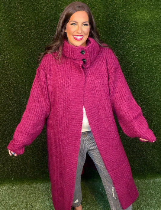 Keeping It Cozy Sweater - Raspberry