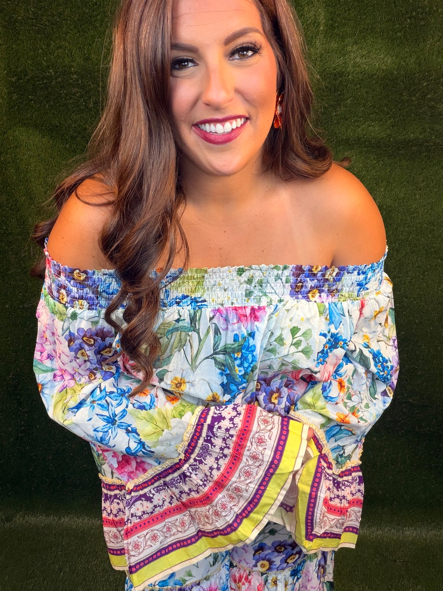 Ibiza Floral Off The Shoulder Blouse