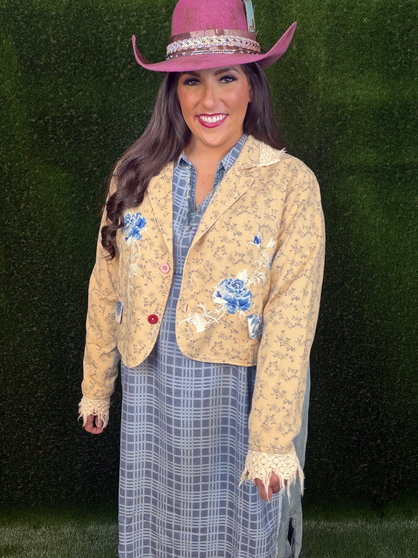 Flora Blue Jacket - Cream
