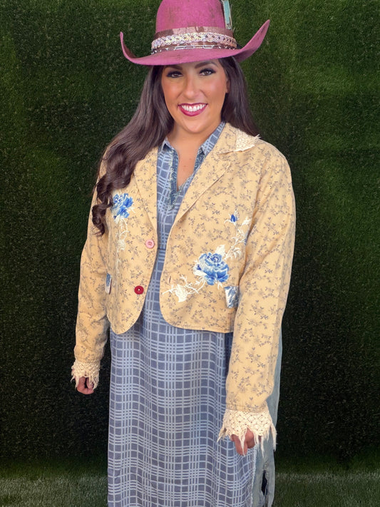 Flora Blue Jacket - Cream