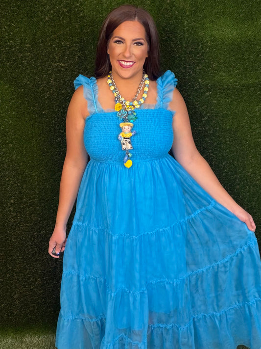 Belle Of The Ball Tulle Midi Dress - Hawaiian Blue