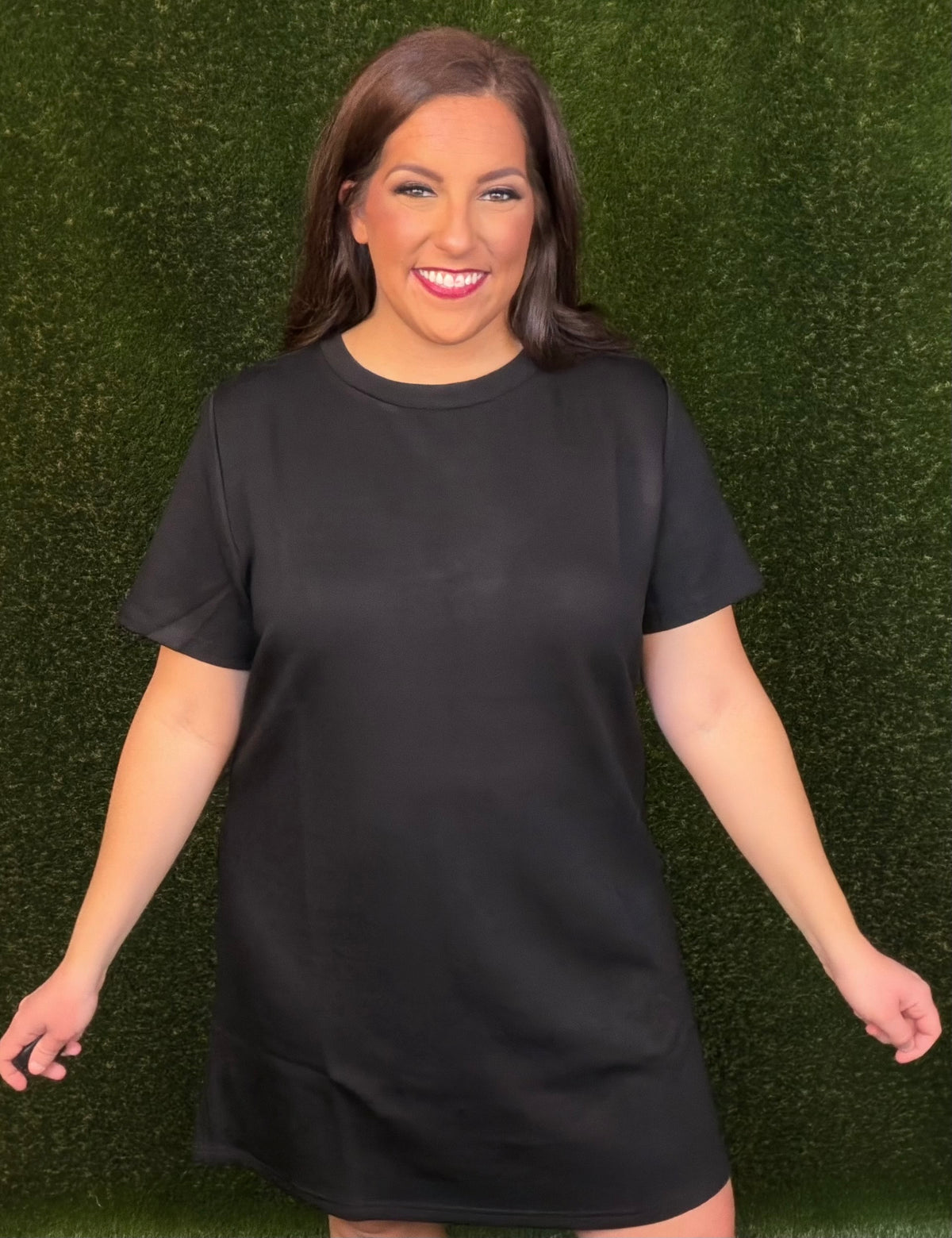 Short Solid T-Shirt Dress Black