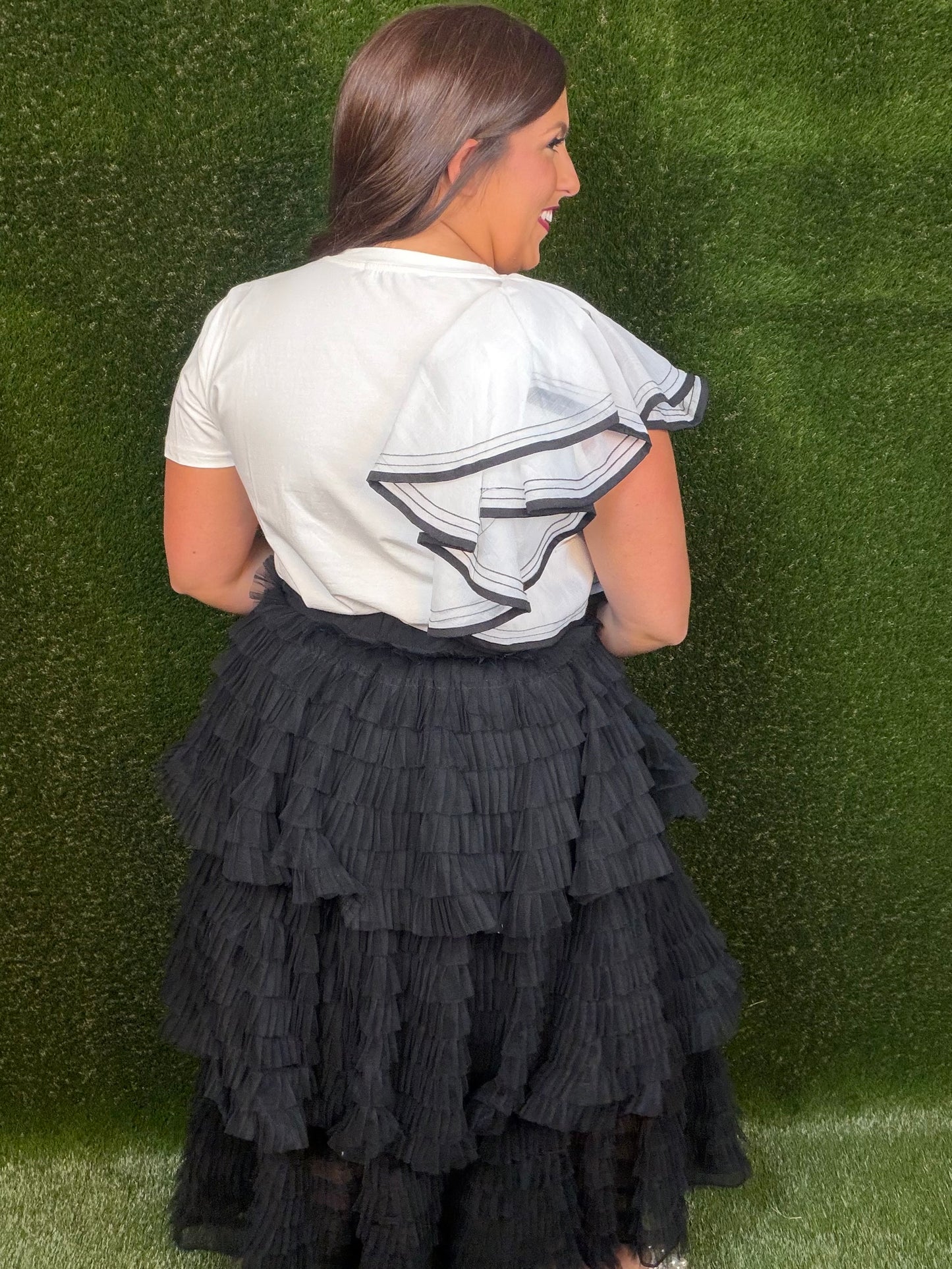 So Many Tiers Tulle Midi Skirt - Black