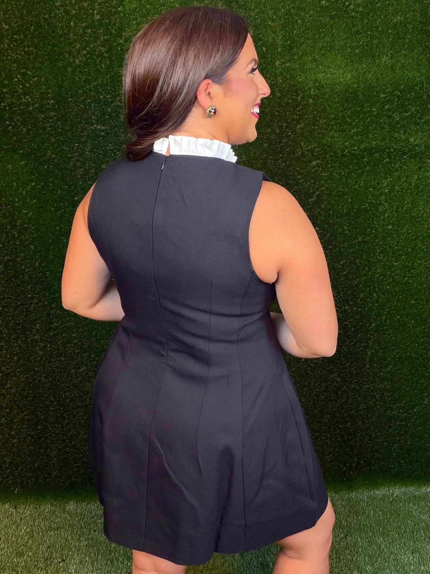 Blair White Collar, Sleeveless Bow Dress - Black