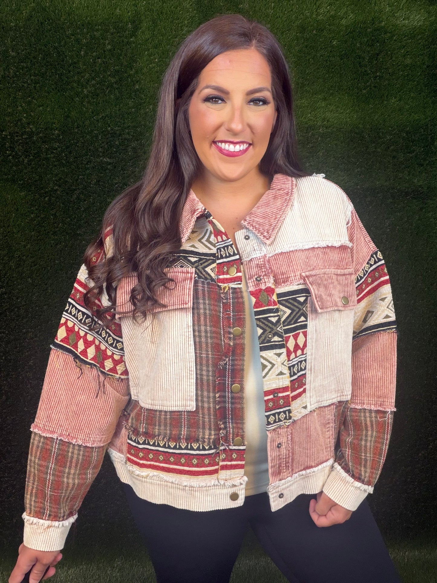 Canyon Clay Mixed Media Jacket - Red