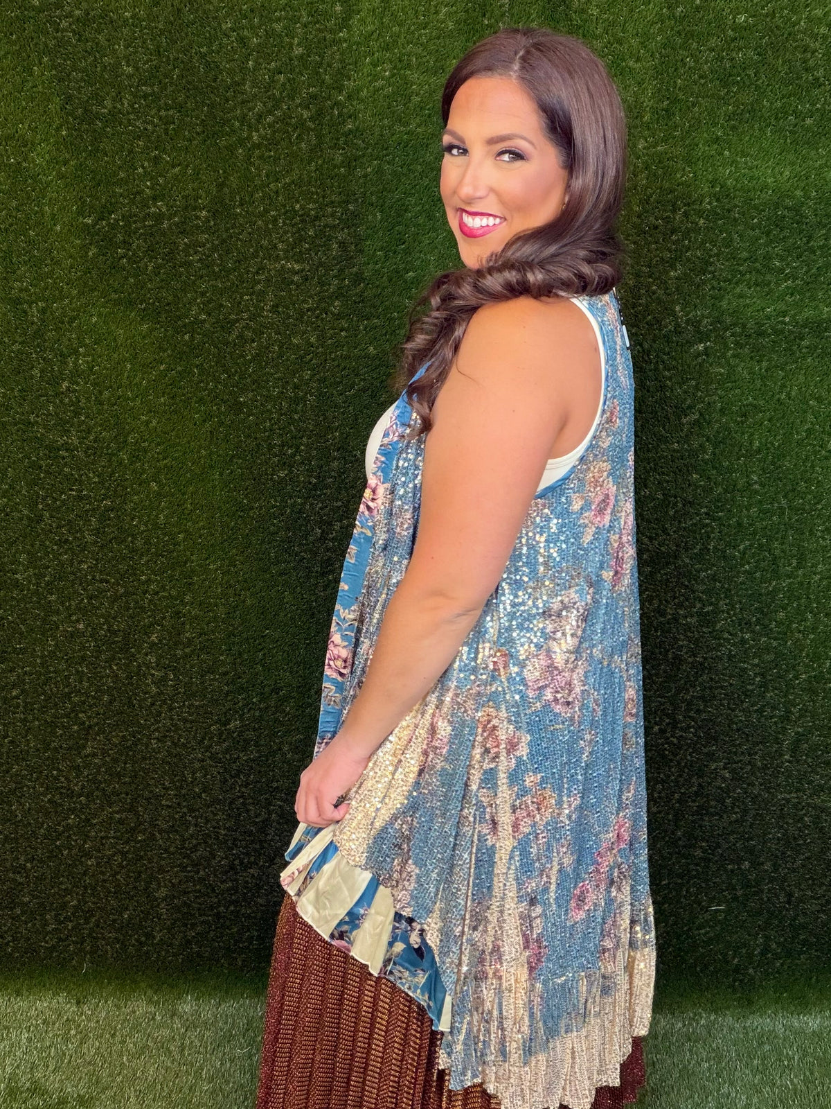 Dripping In Gold Duster - Teal