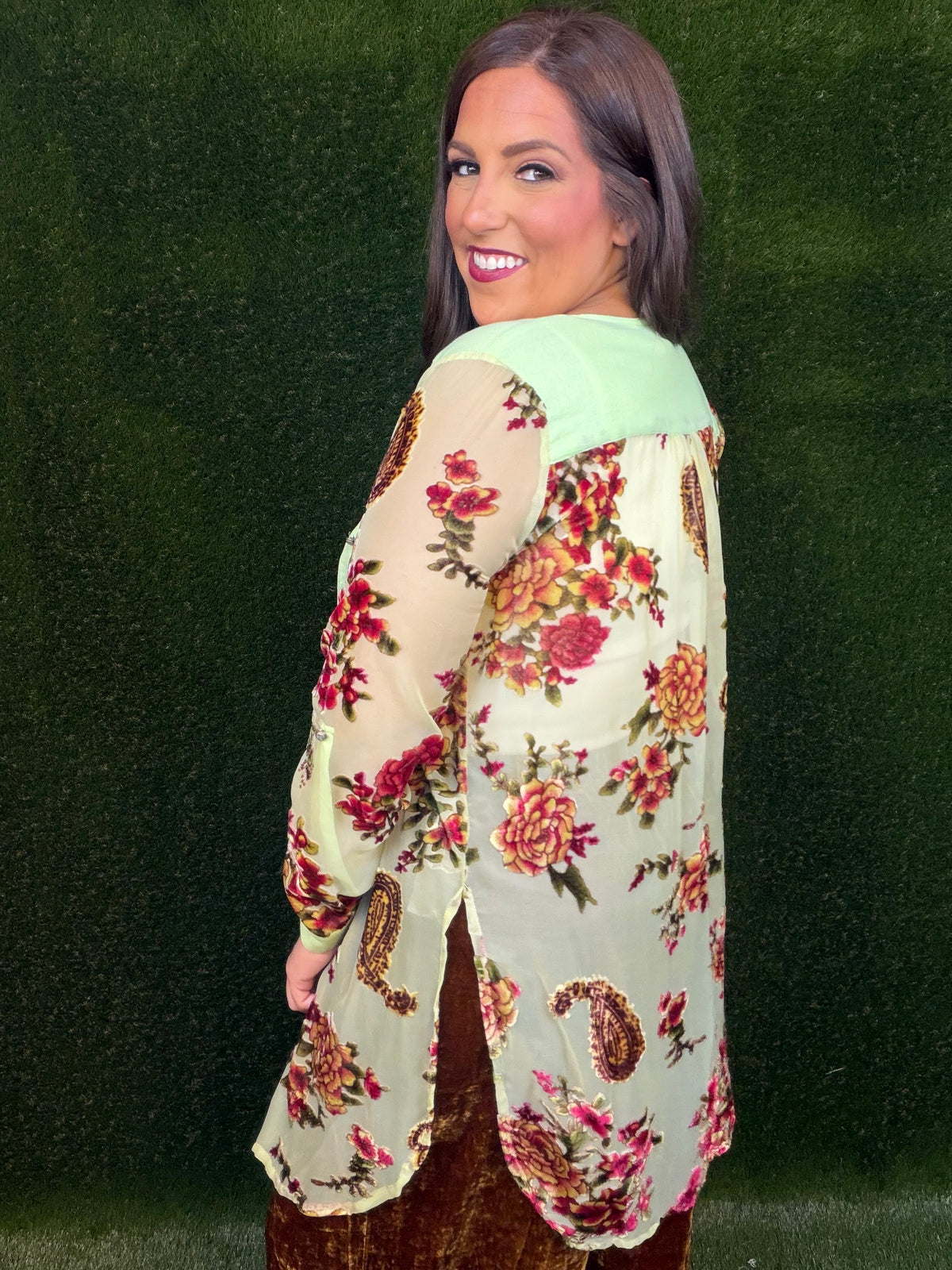 Velvet Dreams Tunic - Lime