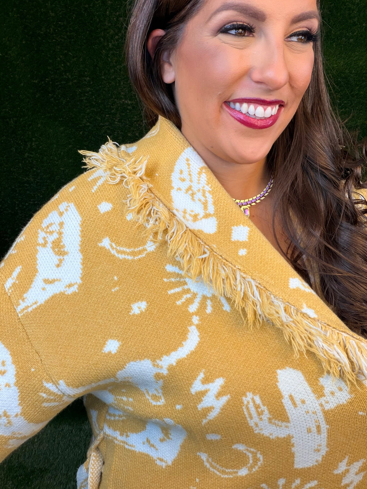 Campfire Cutie Western Fringe Cardigan - Mustard