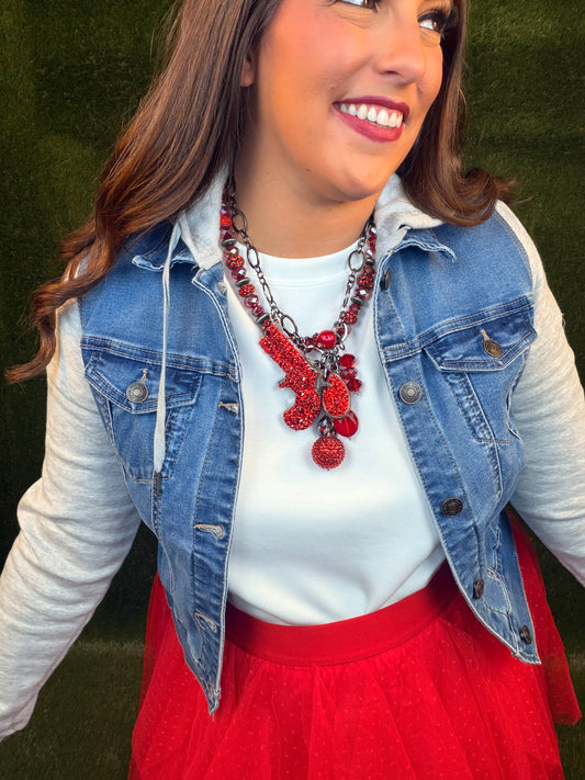 Gunsmoke Necklace - Bright Cardinal Red