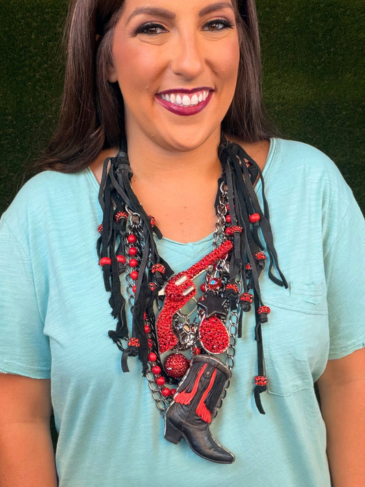 Raider Leather Necklace - Red