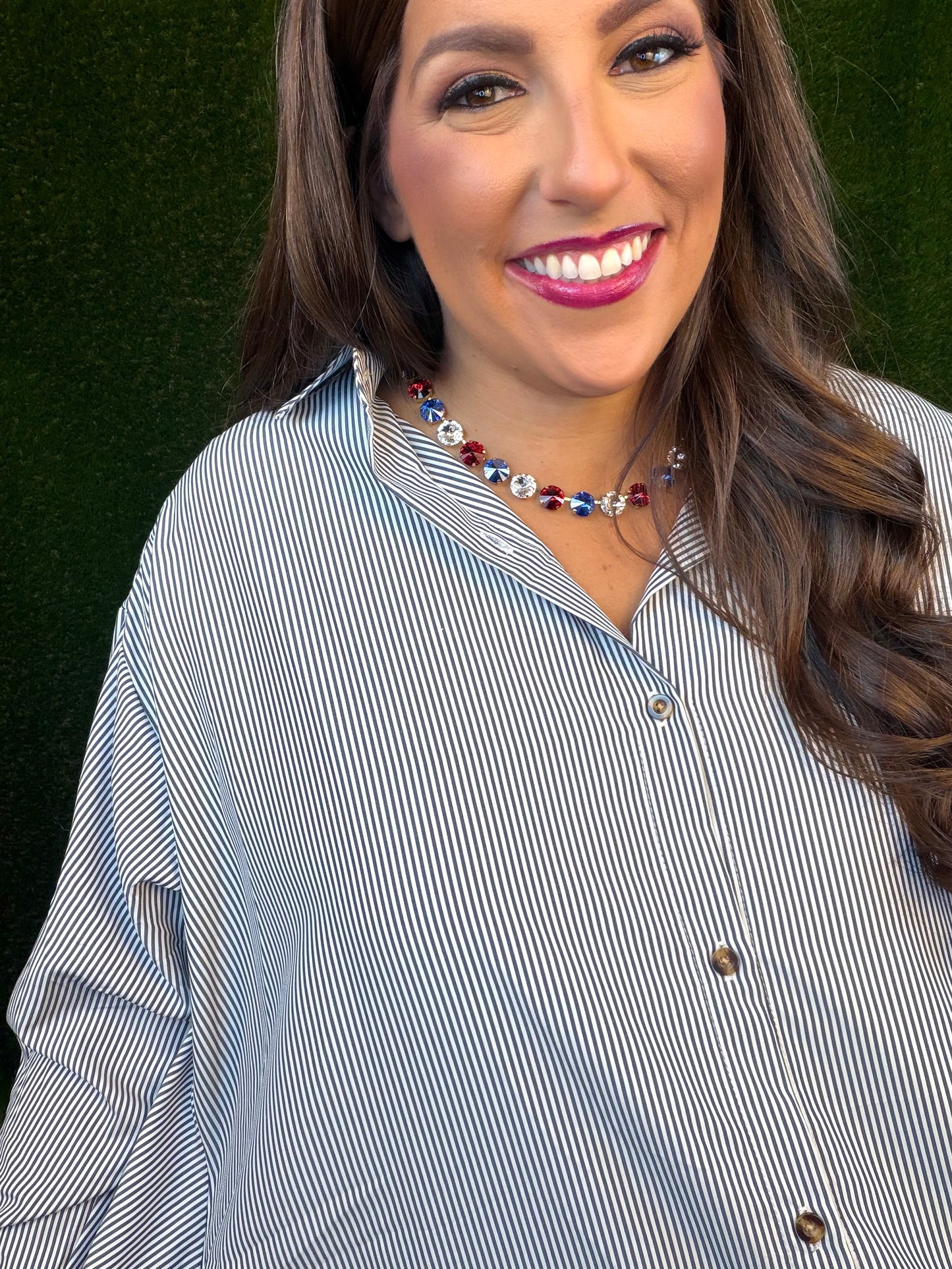 Black/white pinstripe boss lady dress