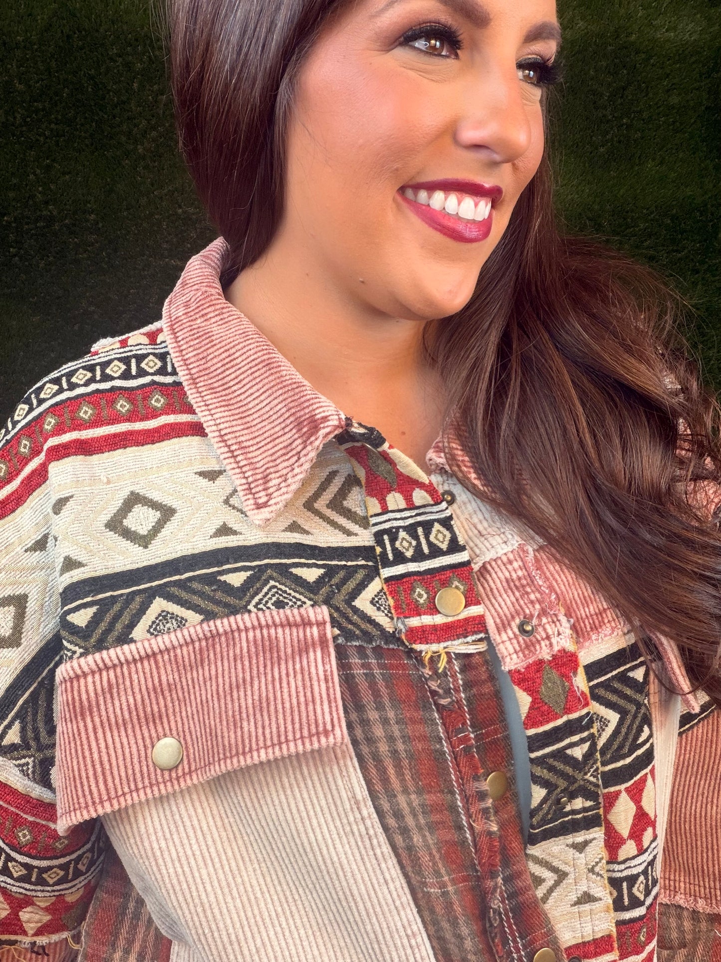 Canyon Clay Mixed Media Jacket - Red