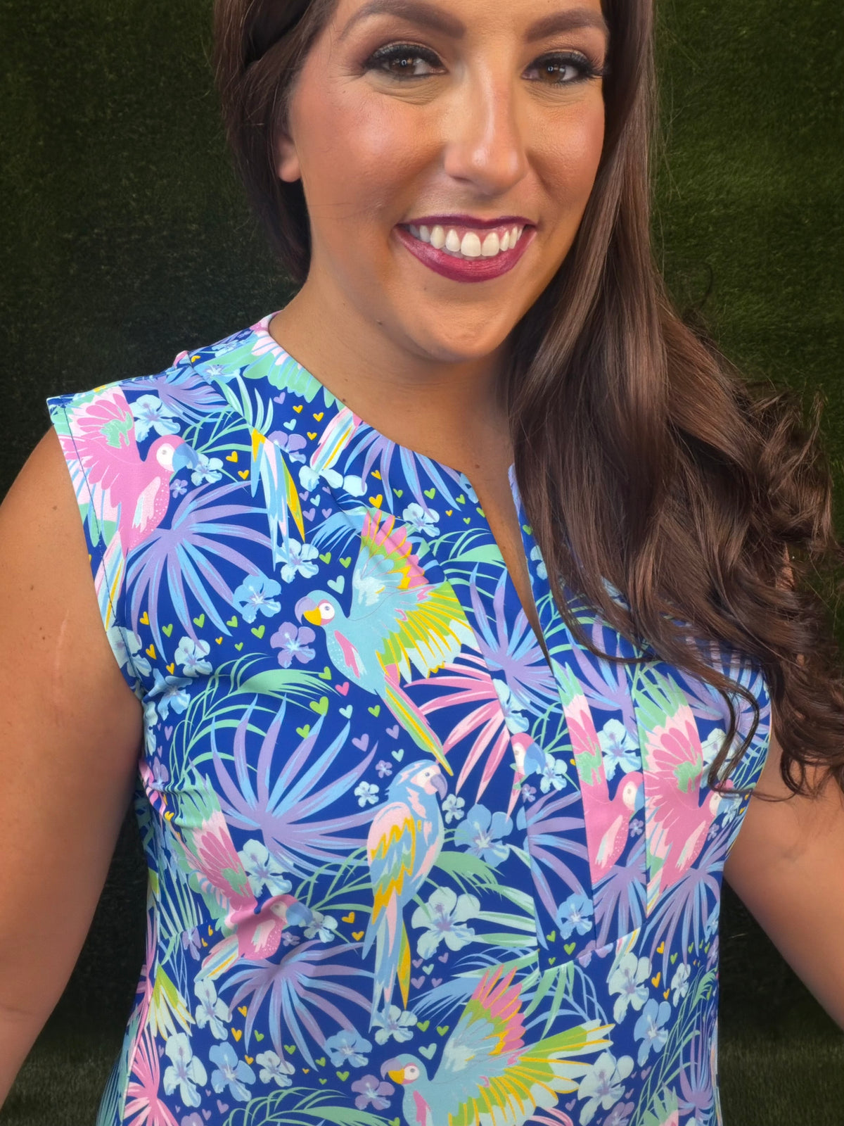 Parrot at Play Maxi Dress - Cobalt Blue
