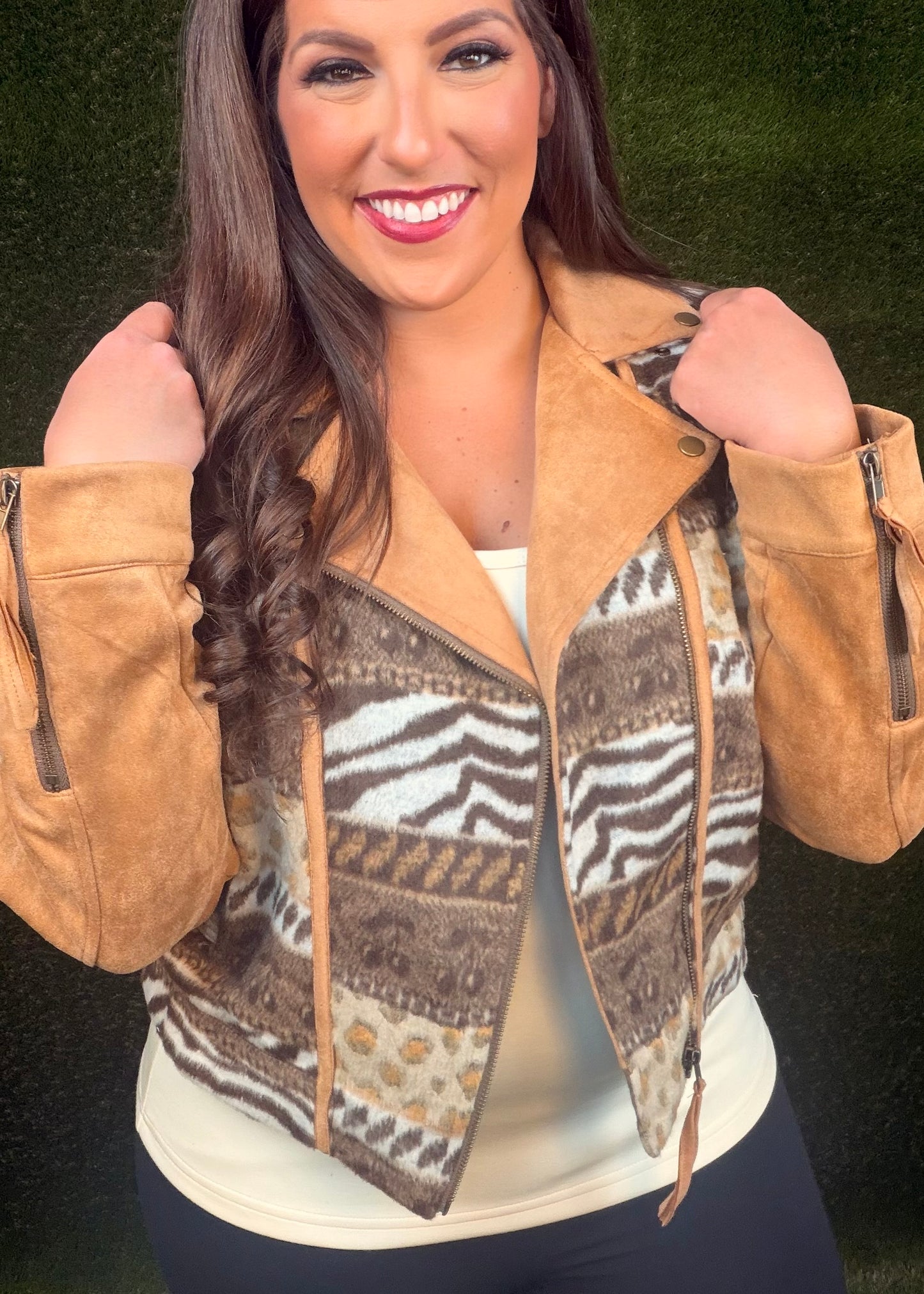 Serengeti Suede Moto Jacket - Brown