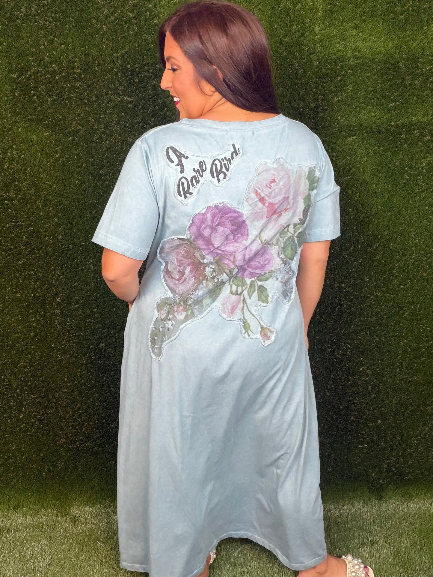 Blue Vintage Butterfly T-Shirt Dress