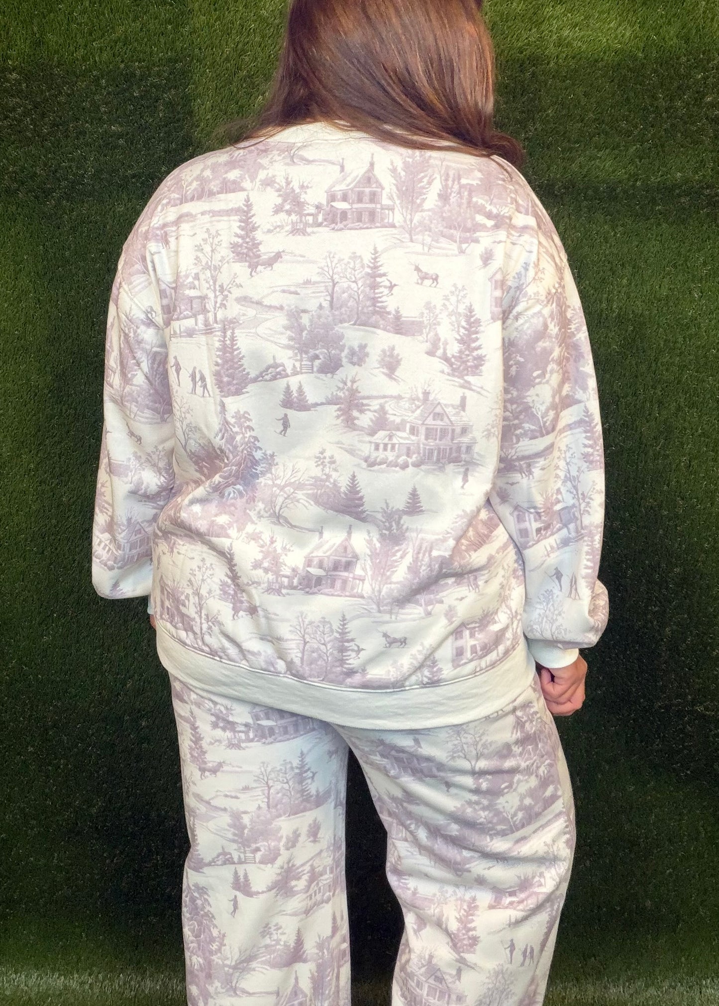 Ski Lodge Printed Sweat Set - Dusty Purple