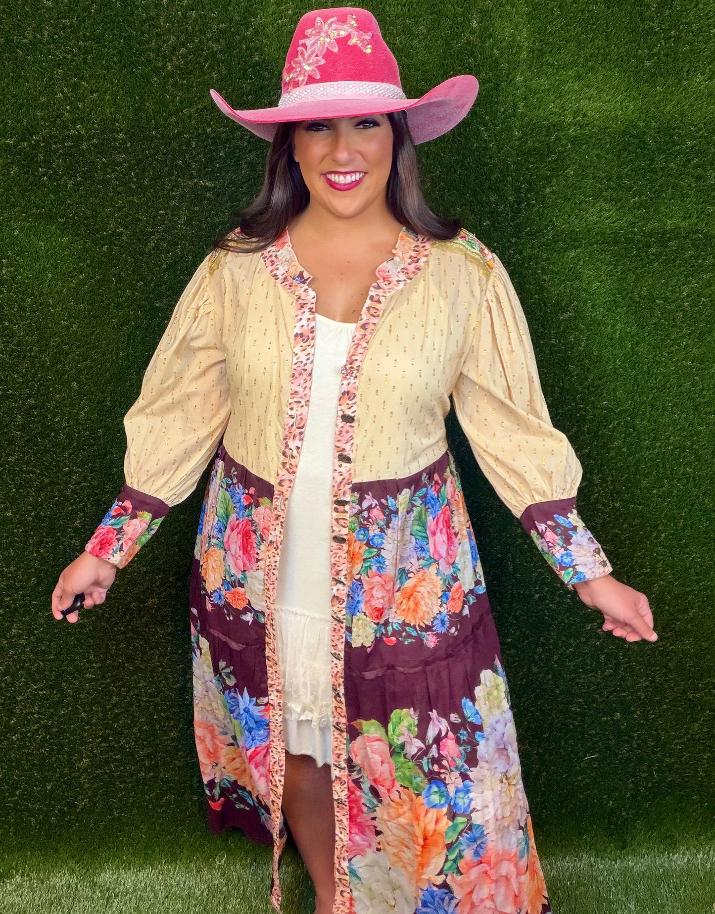 Floral Dreams Maxi Dress/Kimono - Wine