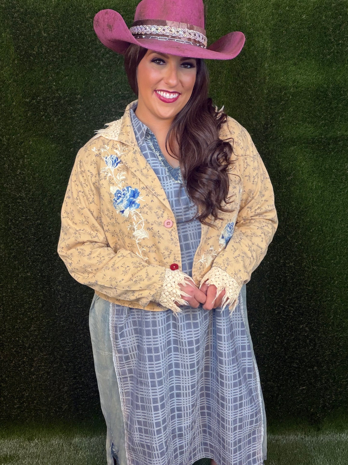 Flora Blue Jacket - Cream