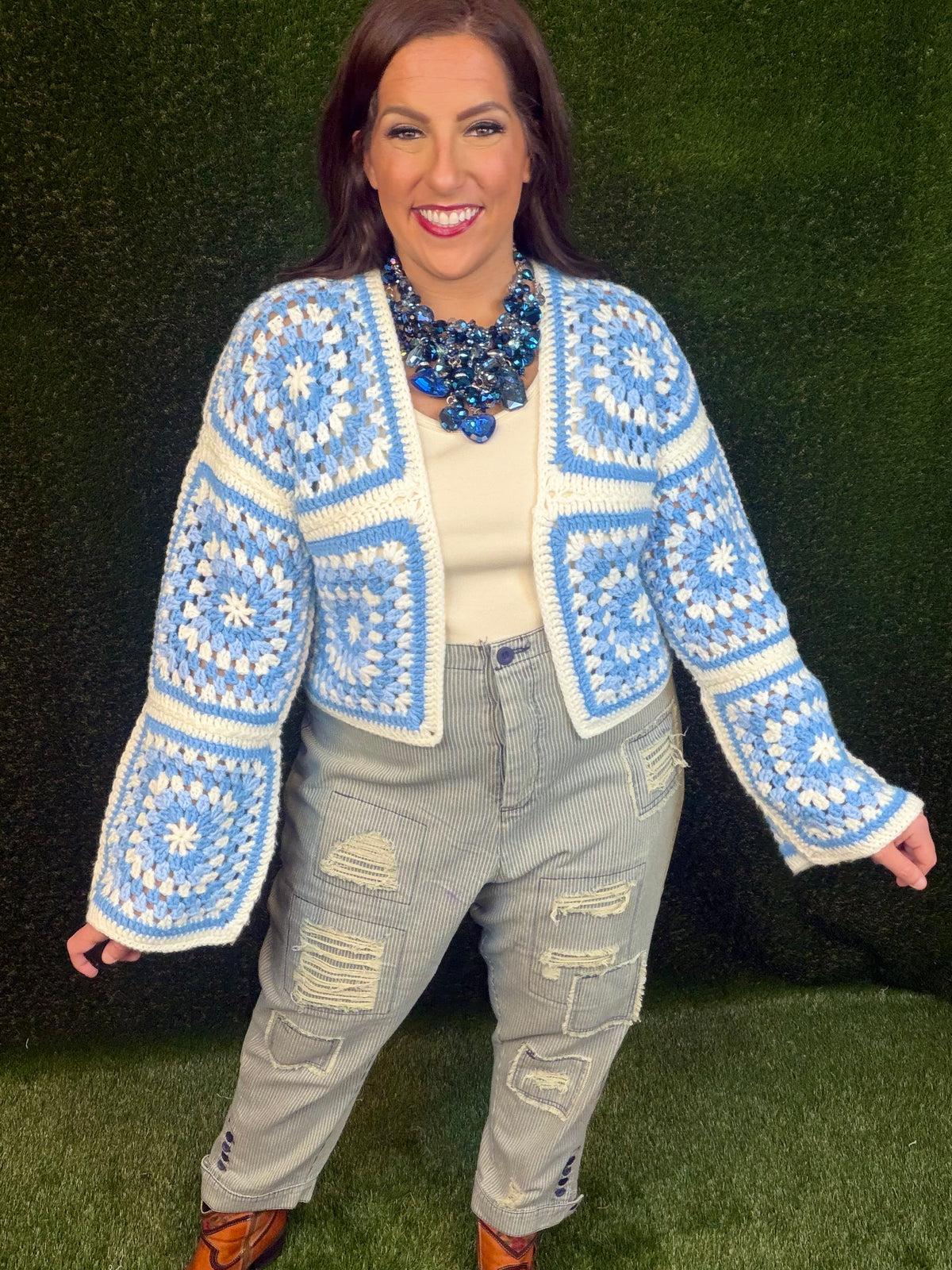 Granny Squares Cardigan - Blue