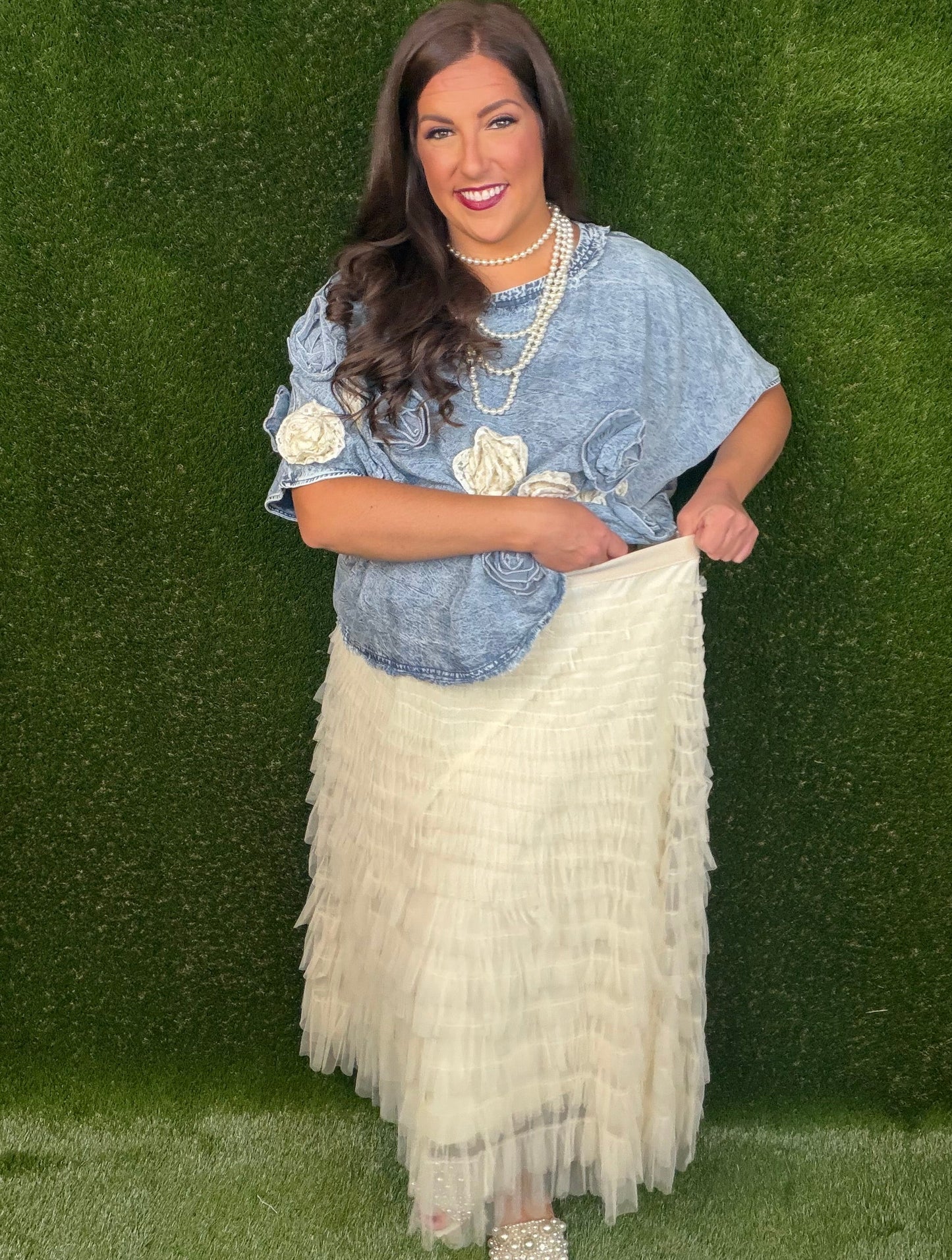 Easy To Love Ruffle Tiered Skirt - Cream