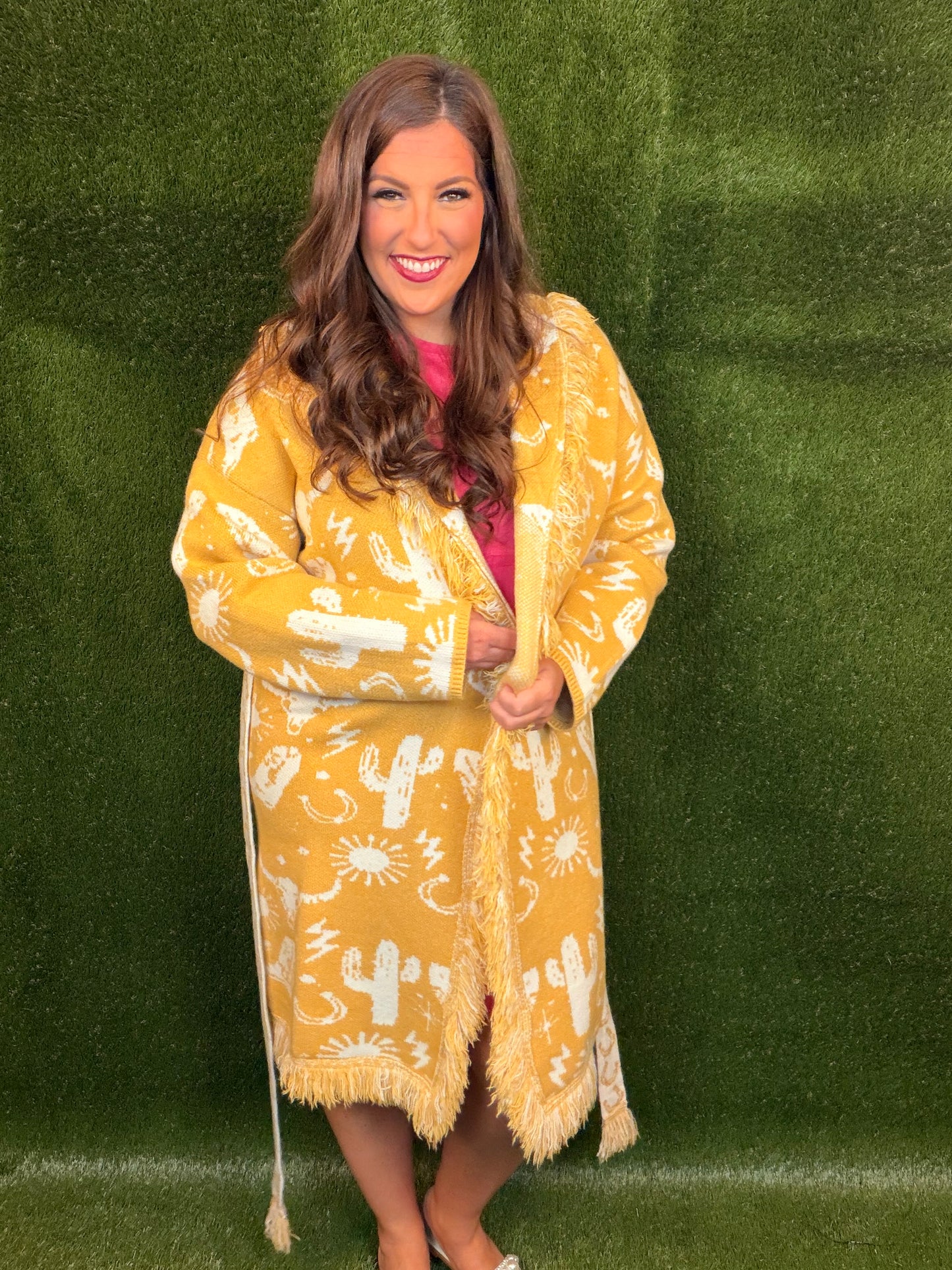 Campfire Cutie Western Fringe Cardigan - Mustard