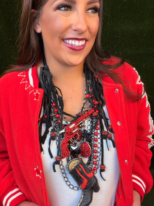 Raider Leather Necklace - Red