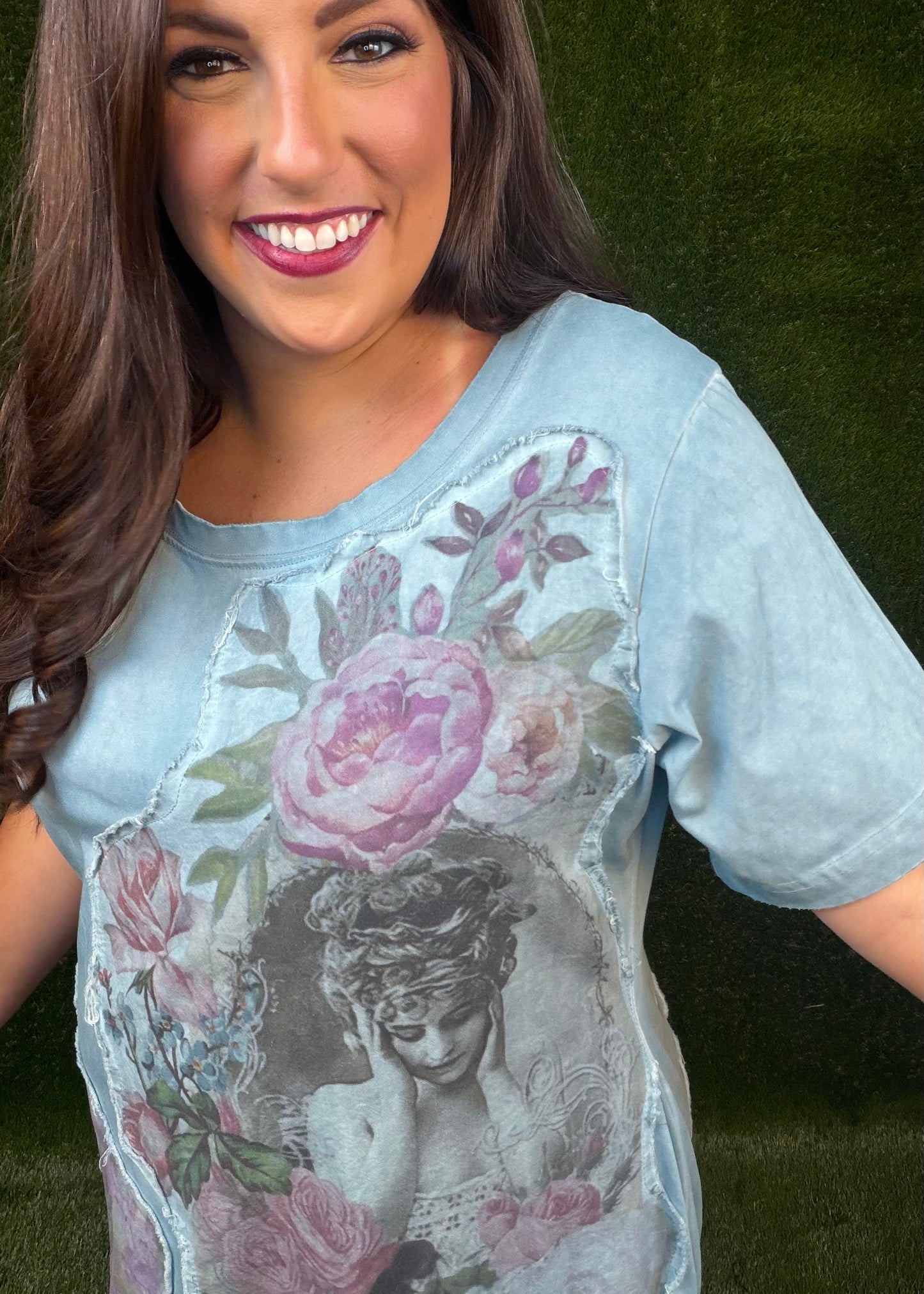 Blue Vintage Butterfly T-Shirt Dress