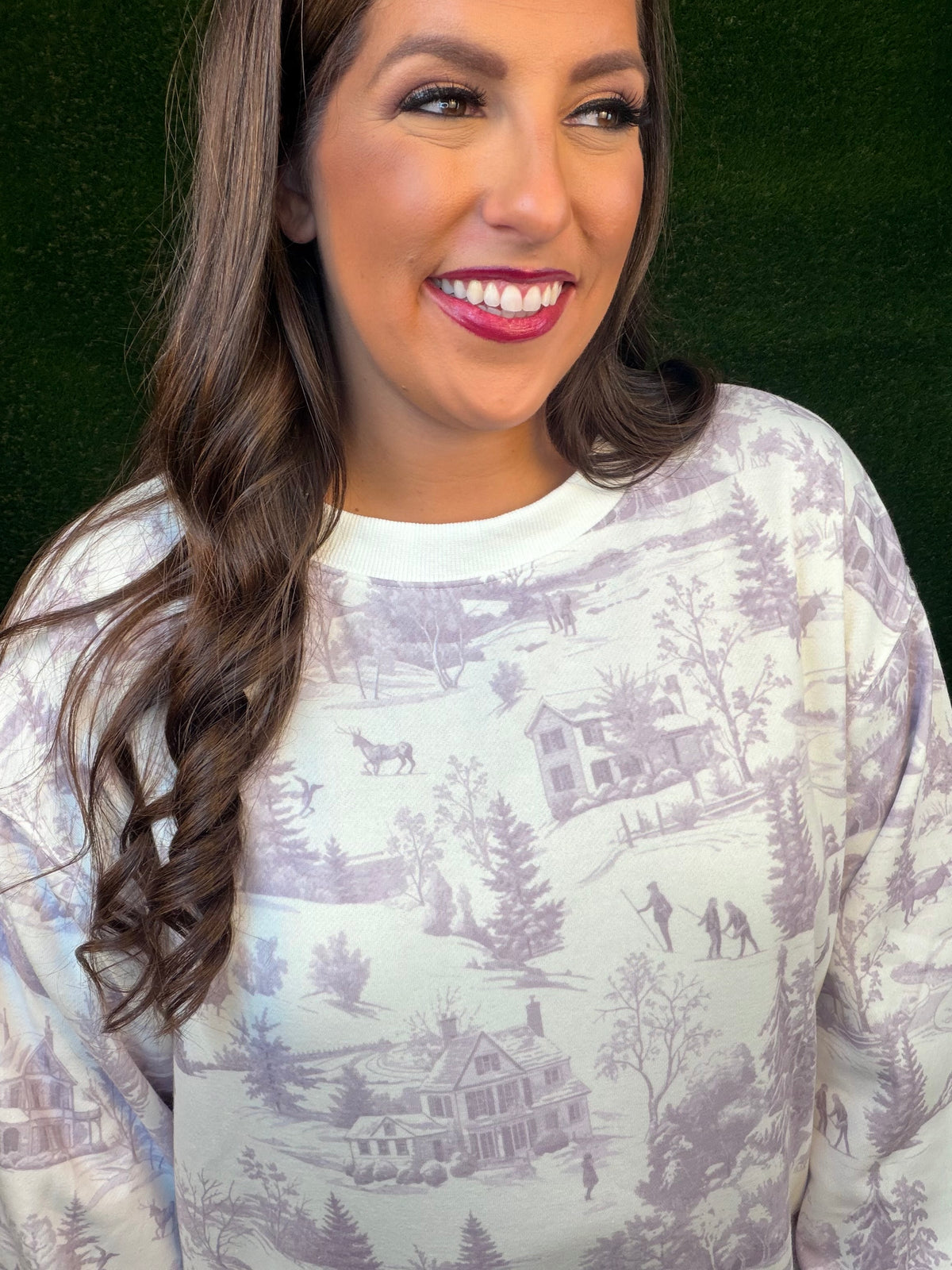 Ski Lodge Printed Sweat Set - Dusty Purple