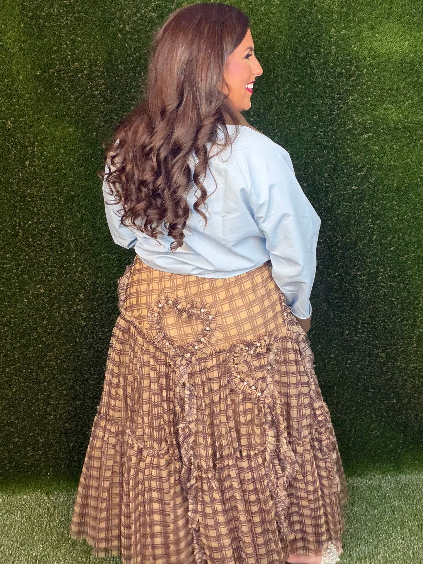 You Mocha Me Happy Plaid Skirt - Coffee