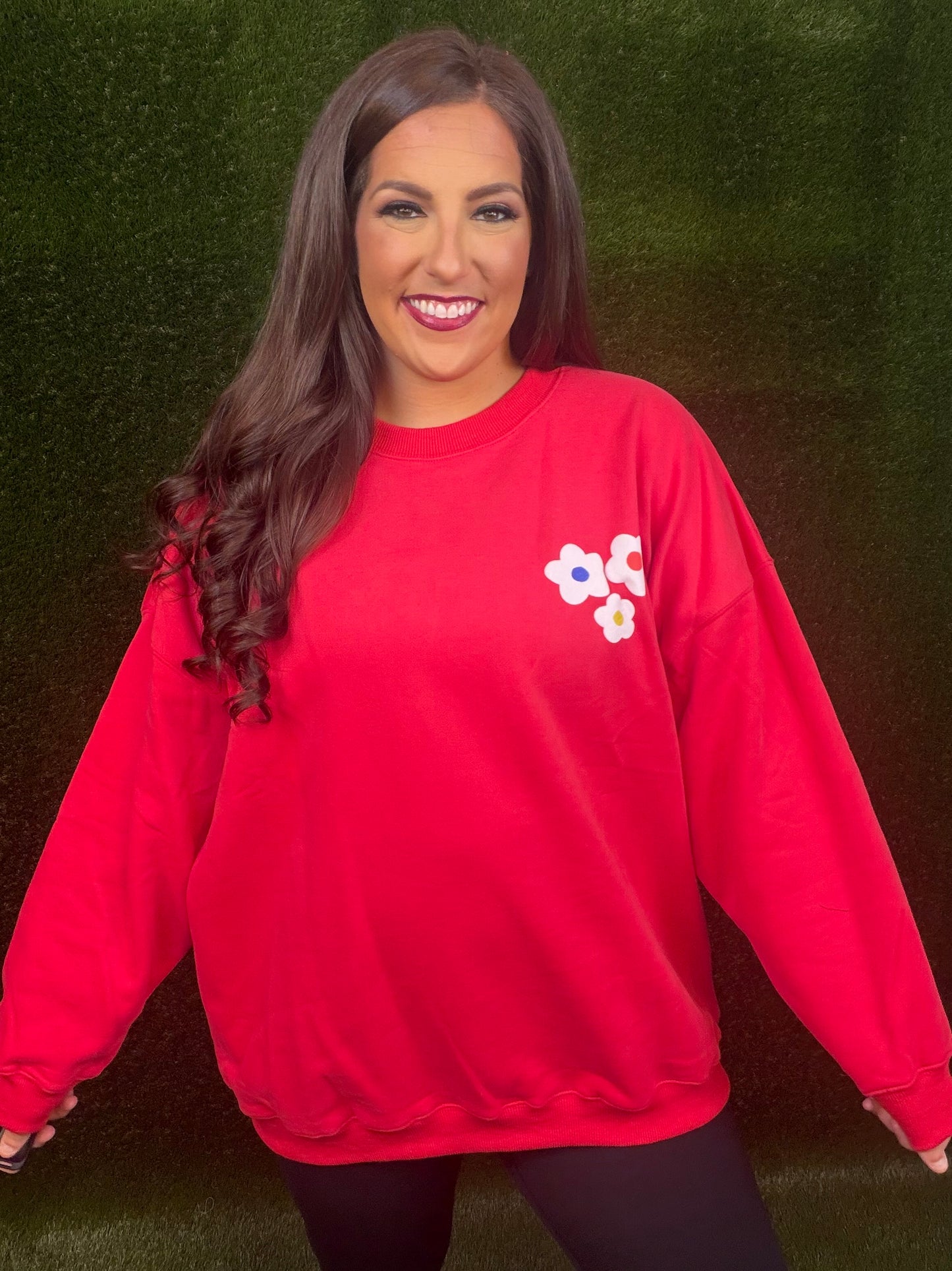 French Terry Graphic Be Love Pullover Sweatshirt - Red