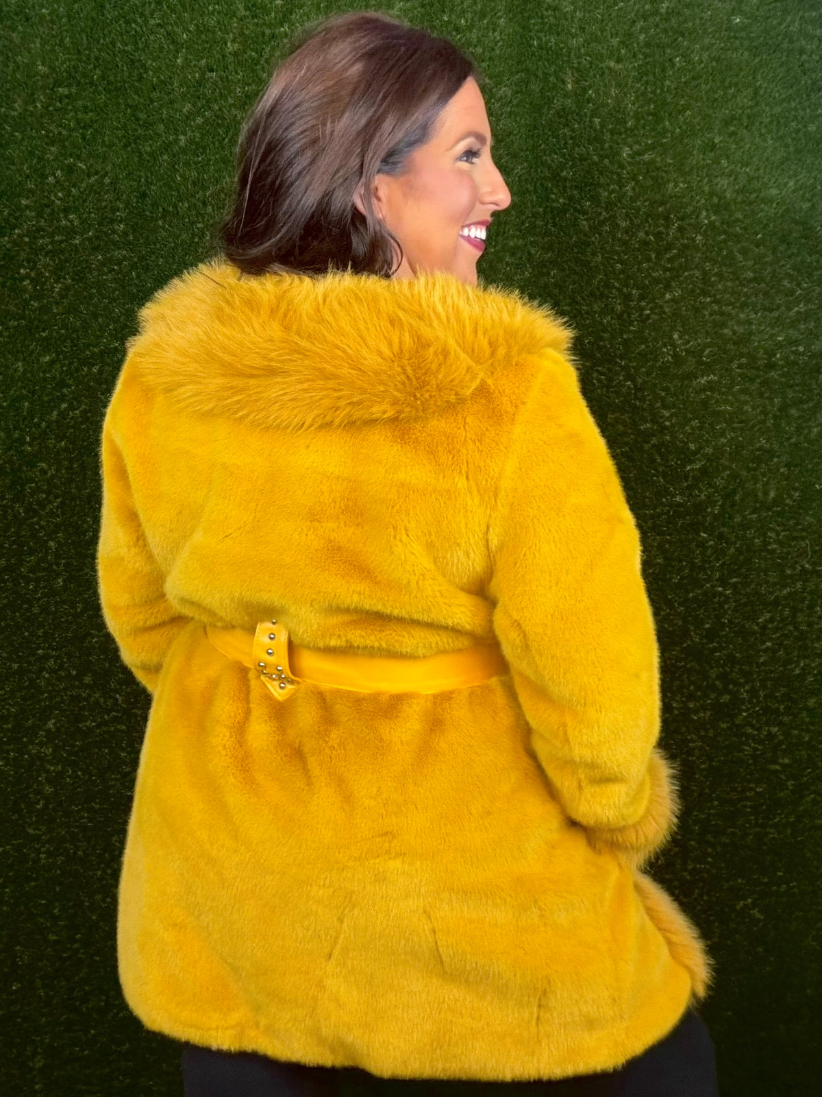 Bonnie and Clyde Fur Jacket - Mustard Gold
