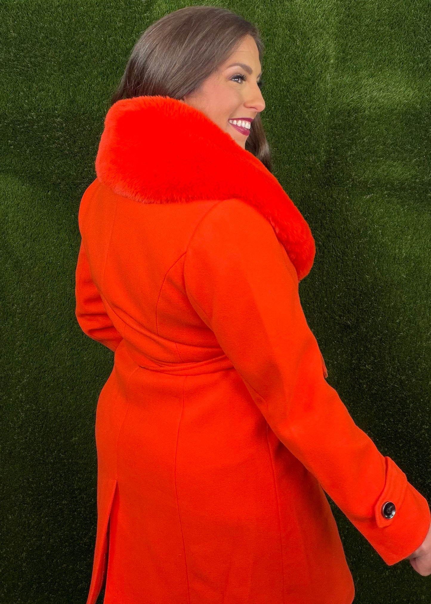 Citrus Solstice Faux Fur Coat - Rich Orange