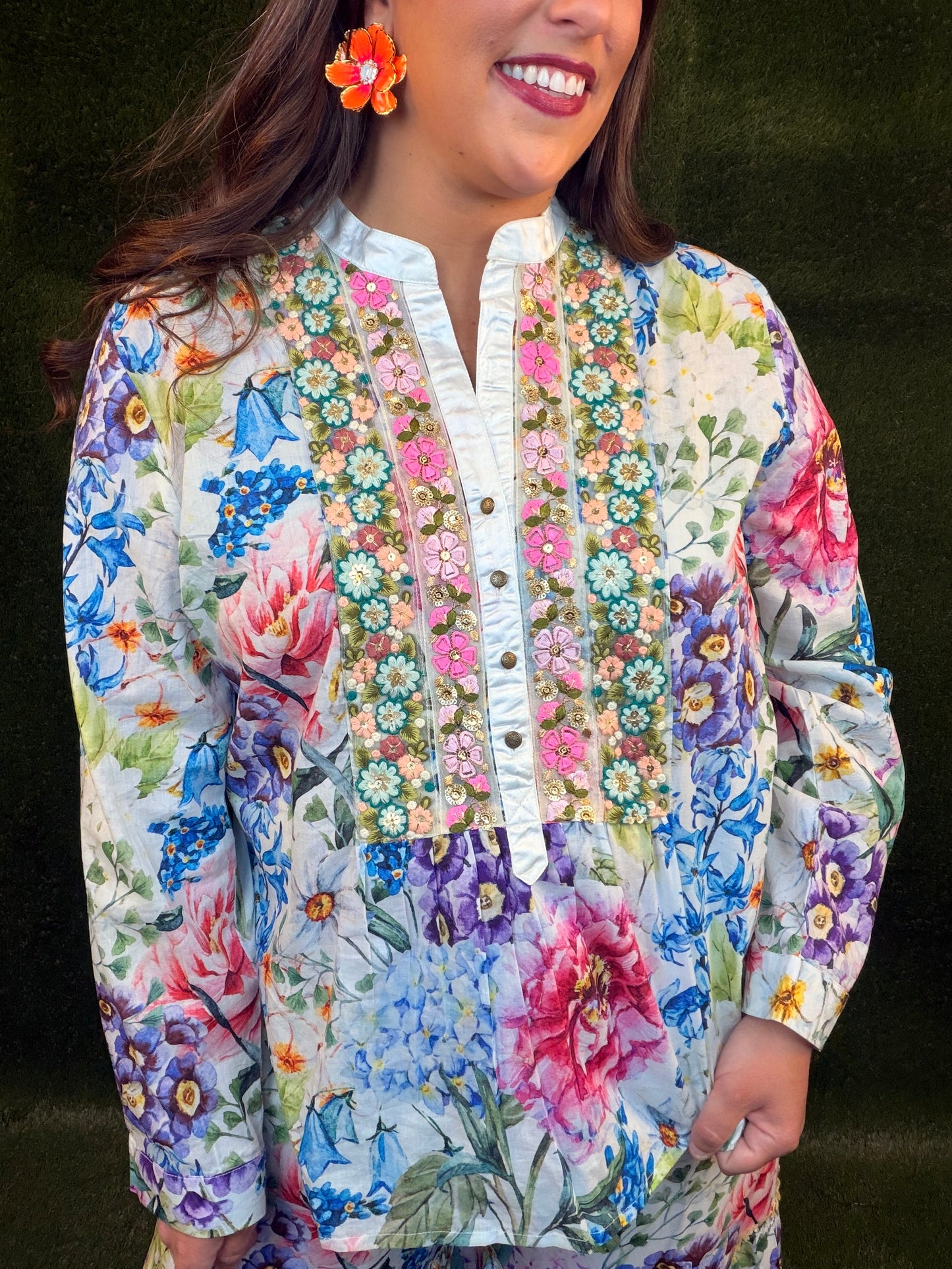 Ibiza Embroidered Blouse - Floral